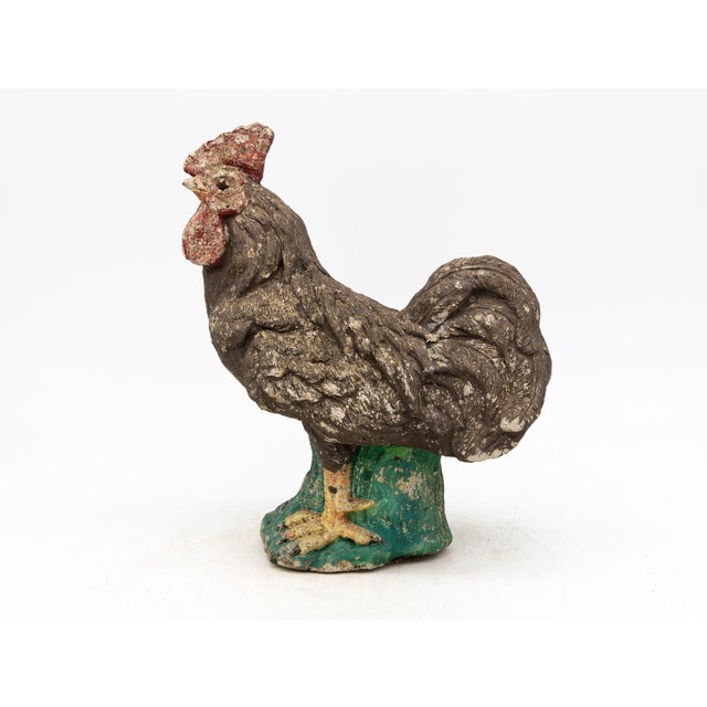 French Polychrome Stone French Country Rooster, Mid 20th Century For Sale - Image 3 of 7
