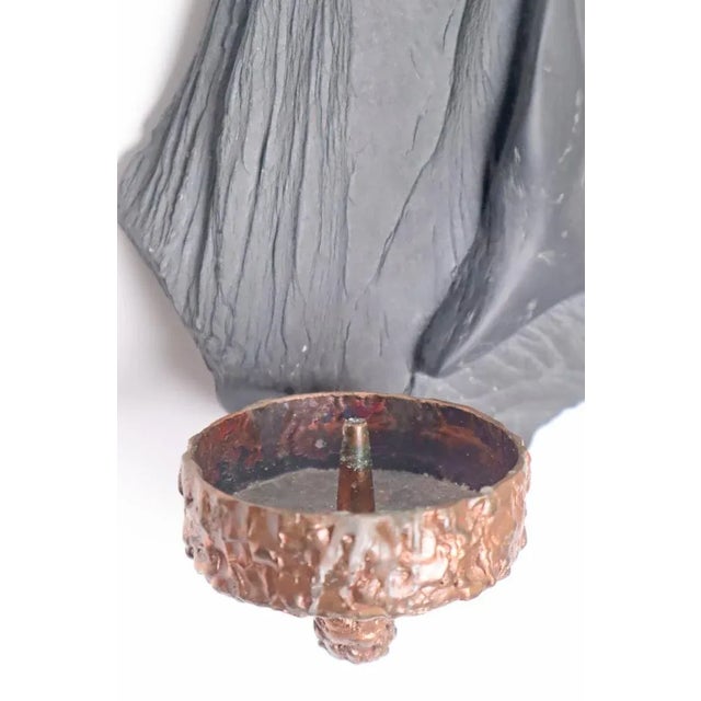 Brutalism Wall Candlestick in Slate and Bronze, 1970 For Sale - Image 4 of 10