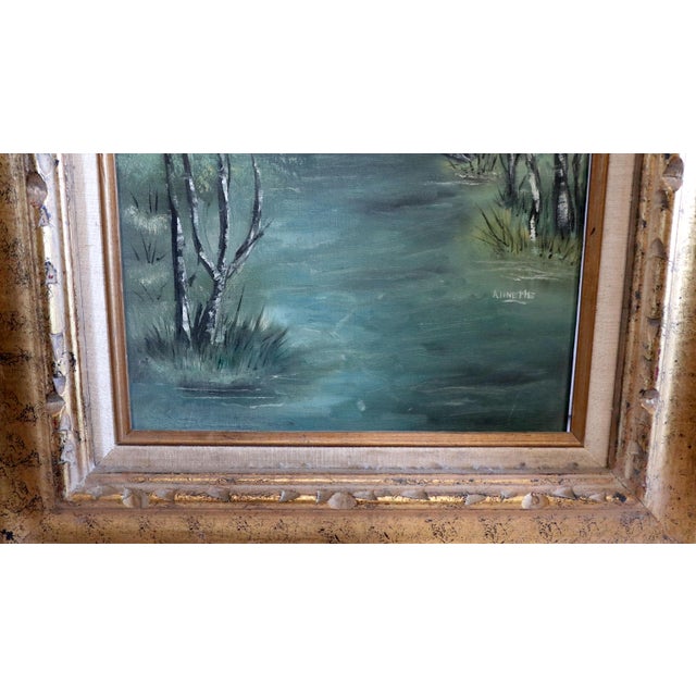 Impressionist British Listed Artist, Emerald Green Vertical Landscape, by Anette Elias, Oil on Canvas For Sale - Image 3 of 11