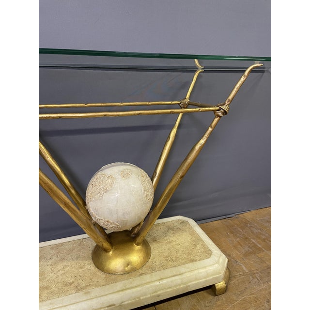 Glass and Marble Console Table from Fournier Paris, 1970s For Sale - Image 3 of 7