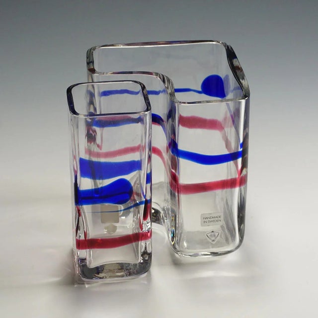 Art Glass Vases by Erick Hoeglund for Vrigstad Glassworks Ca. 1980s For Sale - Image 10 of 10