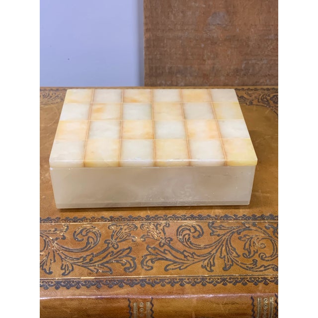 1960's Modern Italian Alabaster Box with Checkered Top