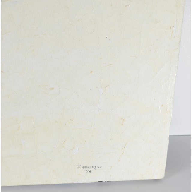 1970s Mid-Century Modern Abstract Oil Painting on Canvas Signed Zampogna For Sale - Image 5 of 8