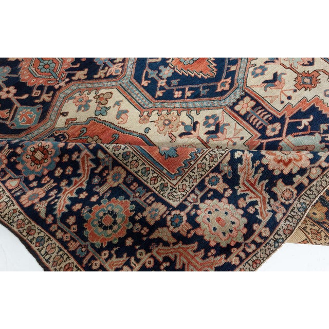 Textile Antique Persian Heriz Rug For Sale - Image 7 of 12