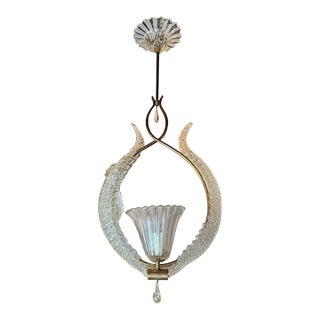 Vintage Murano Glass and Brass Pendant For Sale