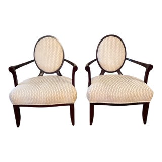 Late 20th Century Barbara Barry for Baker Furniture Oval X-Back Lounge Chairs - a Pair For Sale