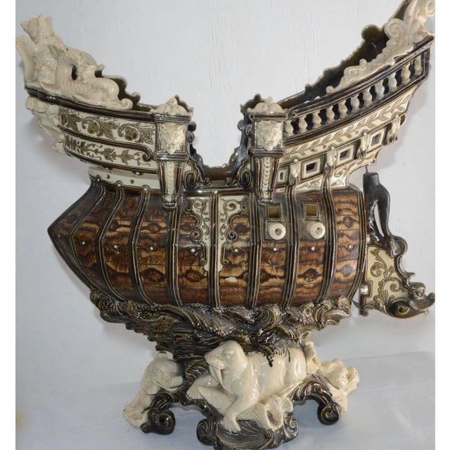 Late 1800s Majolica Ship Surrounded by Animals For Sale In Nashville - Image 6 of 11