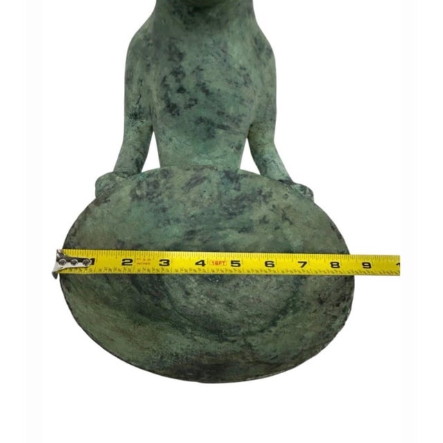 Vintage Cast Bronze Anthropomorphic Cat Sculpture With Offering Bowl For Sale In West Palm - Image 6 of 12