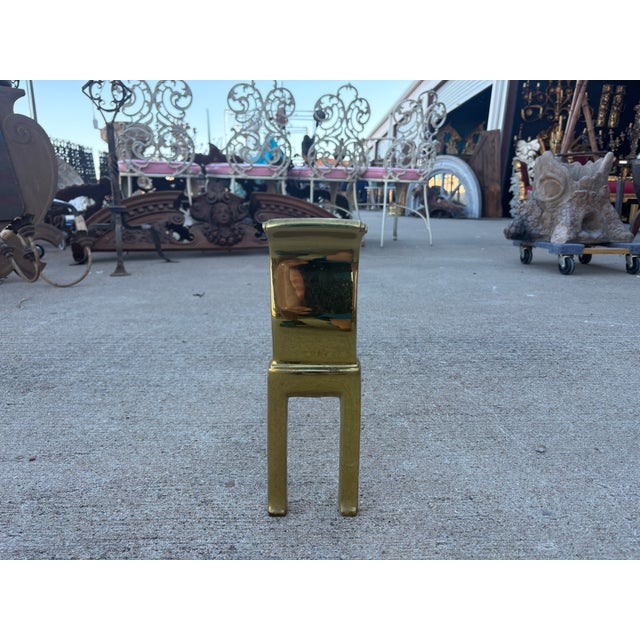 Pair of Modernist Brass Andirons For Sale - Image 10 of 12