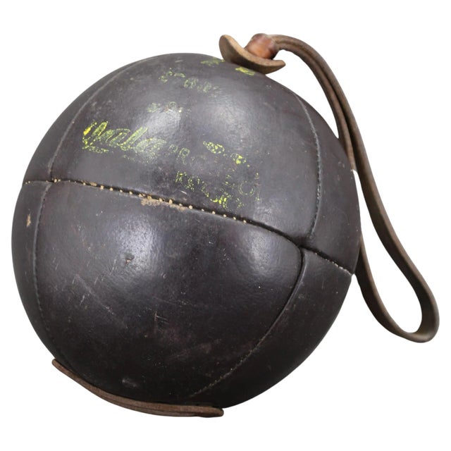 Leather Boxing Ball, Czechoslovakia, 1940s For Sale