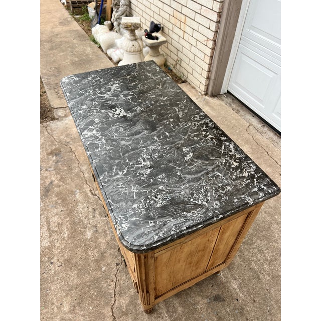 French 18th Century Louis XVI Marble Top Bleached Walnut Commode For Sale - Image 10 of 12