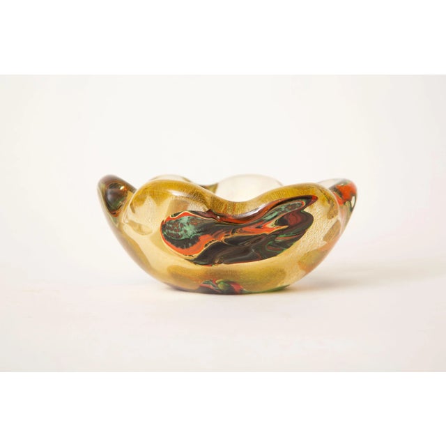 Vintage Murano Glass Patchwork Bowl by Avem Gold Aventurine, Orange, Red Green 1950's For Sale - Image 10 of 13