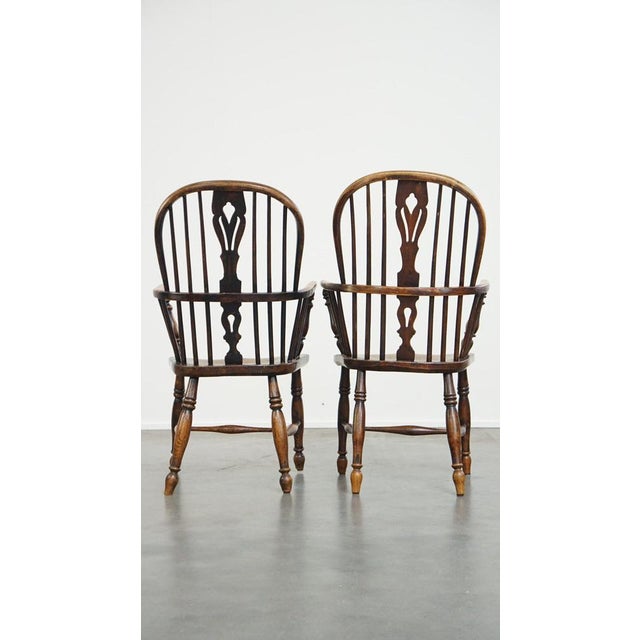 Set of English Highback Windsor Dining Room Chairs For Sale - Image 3 of 13