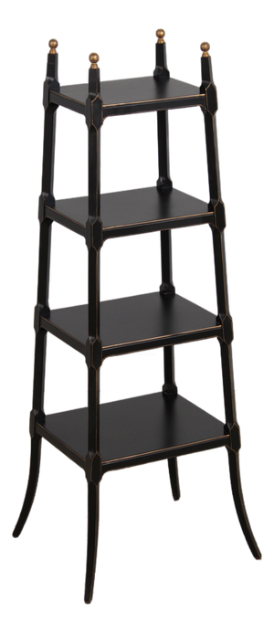 Regency Ebony & Gold 4 Tier Etagere Bookcase Shelf