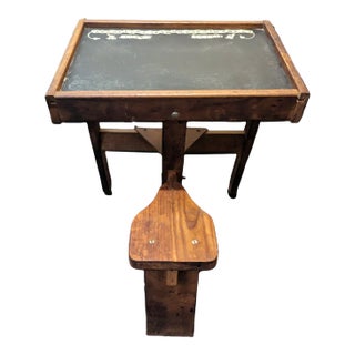 Early 20th Century Antique Child's School Desk With Chalkboard For Sale