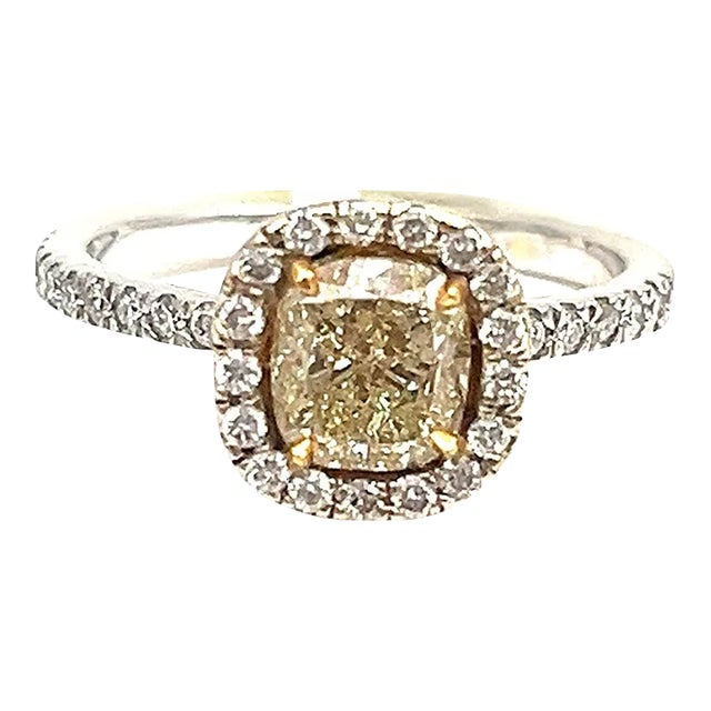 1.13 Ct Natural Yellow Diamond Ring Size 5.25 For Sale
