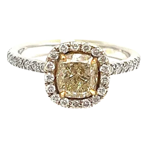 1.59 Ct Natural Yellow Diamond Ring Size 5.25