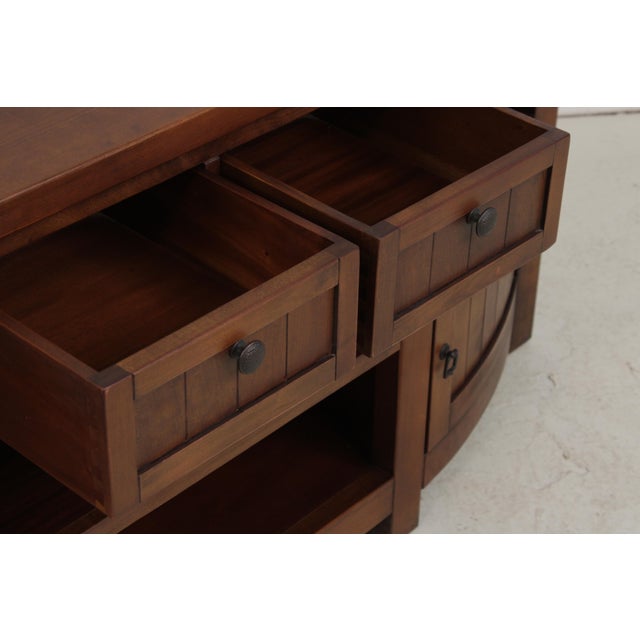 1990s Cherry 2 Drawer 2 Door Media Tv Hall Credenza For Sale - Image 5 of 13