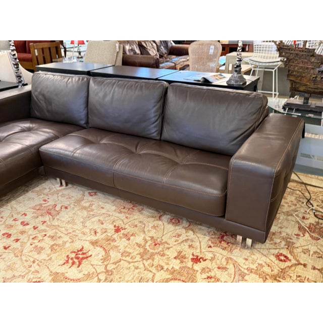 Gamma Arredamenti Quattro Leather Sectional With Chaise Lounge For Sale - Image 4 of 12