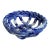 Vintage Blue White Ceramic Pottery Basket Weave Bowl For Sale