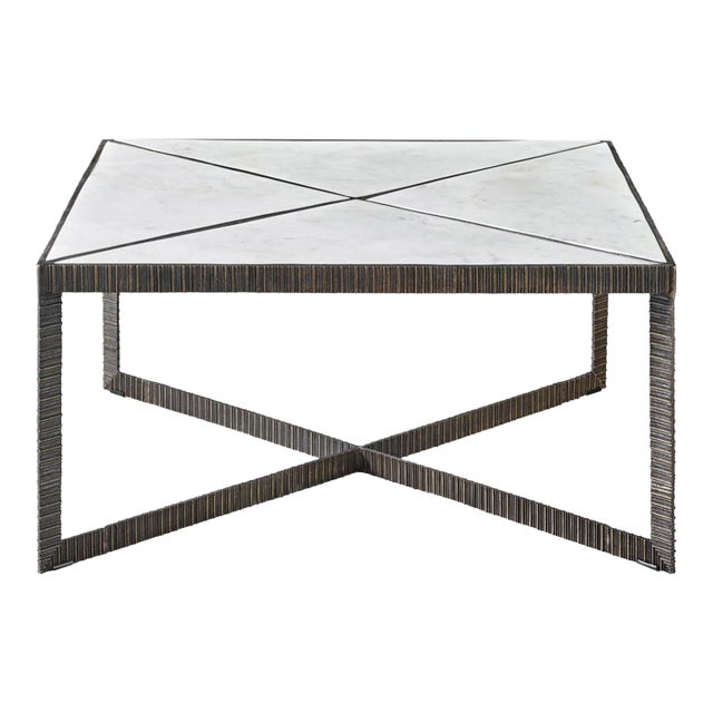 Contemporary Abstraction Marble Top Cocktail Table For Sale
