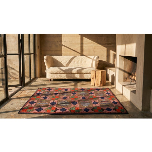 Beautiful Multicolored With Great Geometric Shapes Desings Antique American Hooked Rug. For Sale - Image 10 of 10