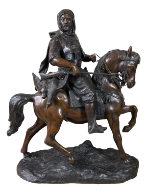 De Martino, Large Sculpture of Hunter on Horseback, 20th Century, Bronze