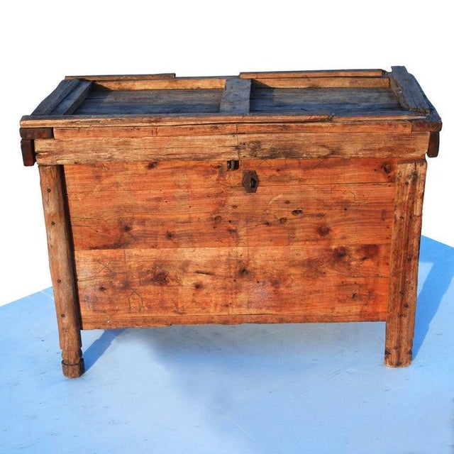Early 20th Century Rustic Moroccan Wooden Trunk Chest For Sale - Image 5 of 13