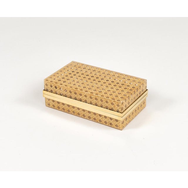 Mid-Century Modern Midcentury Box in Rattan and Brass from Christian Dior, 1970s For Sale - Image 3 of 14