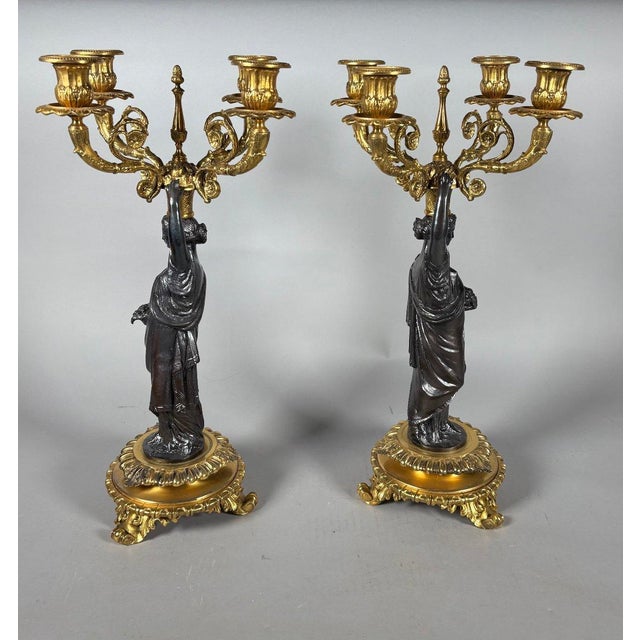 19th Century Pair of antique-style candelabra for women, Napoleon III period For Sale - Image 5 of 6