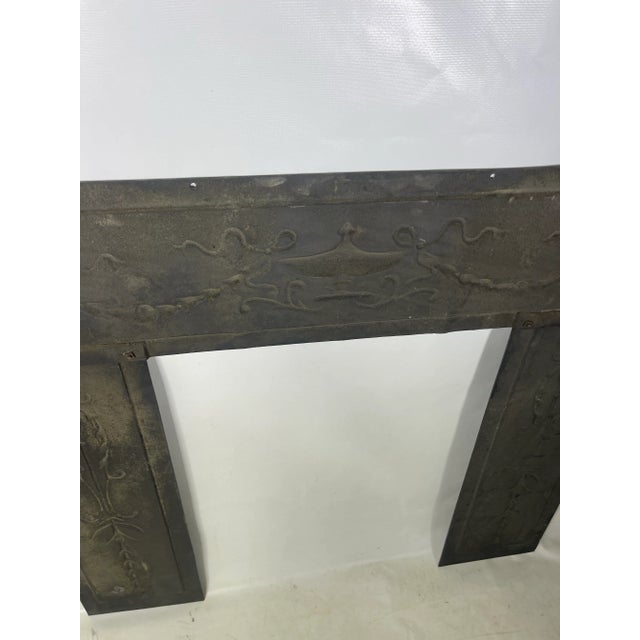 Arts and Craft Cast Iron Urn/Floral Fireplace Surround For Sale - Image 9 of 9