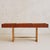 1970s Italian Travertine + Slatted Wood Console Table with Brass Stretcher, 1970s For Sale - Image 5 of 11