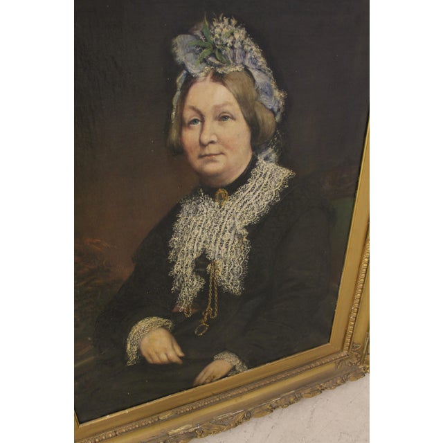Antique Framed Oil Painting on Canvas of Woman | Chairish