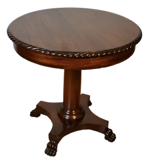 1900s Antique American Empire Solid Mahogany Lion Feet Center Table Side Table