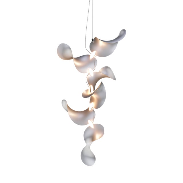 Dune 6 Vertical Cluster Light with Silver Anodized Shades by Daniel Becker for Moss Objects For Sale