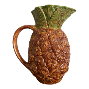 Vintage Figural Pineapple Glazed Pottery Pitcher