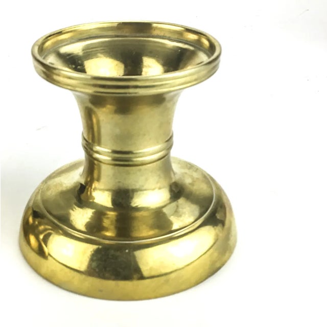 Heavy Solid Brass Pedestal Candle Holders a Pair For Sale - Image 9 of 9
