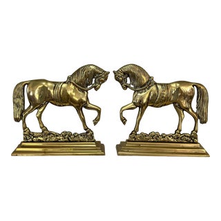 English Brass Horse Bookends For Sale