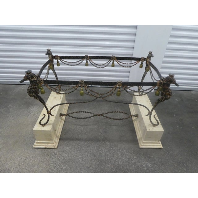 Early 21st Century Wrought Iron Seahorse & Starfish Console Table Base on Terrazzo Plinths For Sale - Image 5 of 13