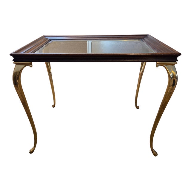 Late 20th Century Brandt Brass Leg End Side Coffee Table For Sale