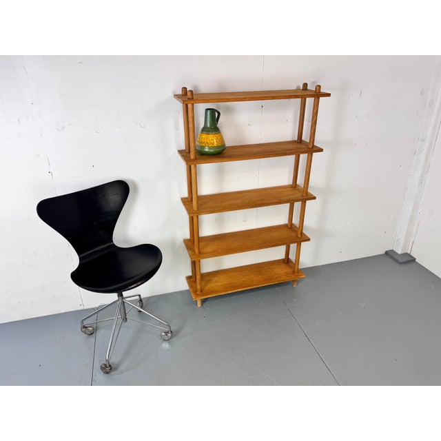 Mid-Century Modernist Sticks and shelves Wall Cabinet or book case designed and made in the 1950s Beech sticks and oak...