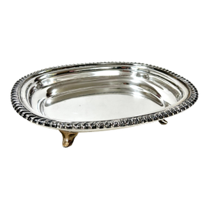 Vintage Silverplate Footed Gallery Serving Tray With Rope Edge – Small Cocktail / Barware Dish / l.b.s. Co.