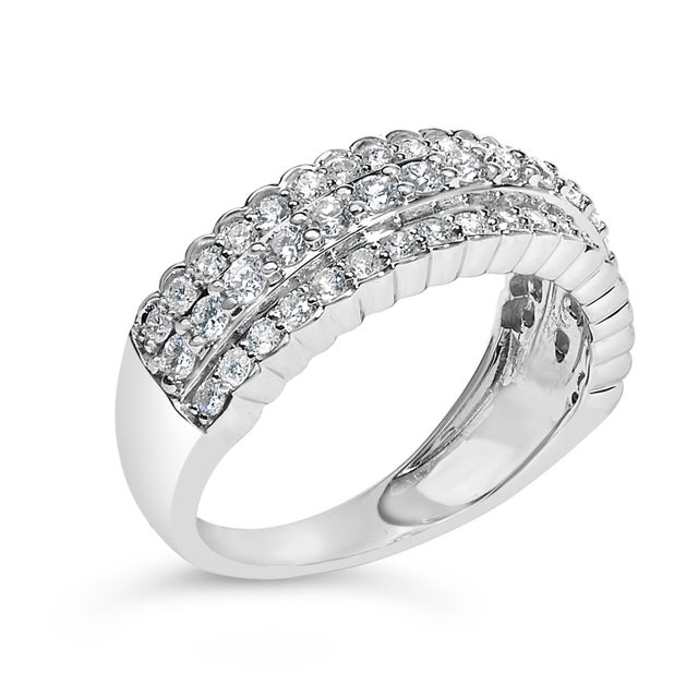 Contemporary .925 Sterling Silver 1.0 cttw Lab Grown Diamond 3 Row Band Ring (F-G Color, VS1-VS2 Clarity) - Ring Size 7 For Sale - Image 3 of 7