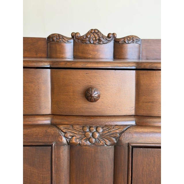 Vintage Carved Oak Server Buffet For Sale - Image 15 of 16