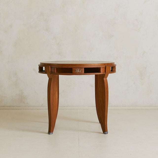 French Art Deco Wood Gueridon Table in the Manner of Jules Leleu, 1930s For Sale - Image 4 of 11
