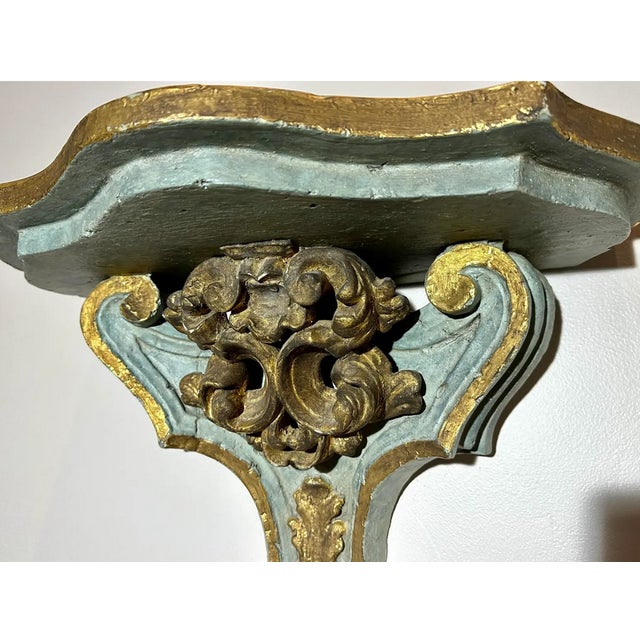 Vintage Gilded Aqua Wall Brackets-a Pair For Sale In Savannah - Image 6 of 7