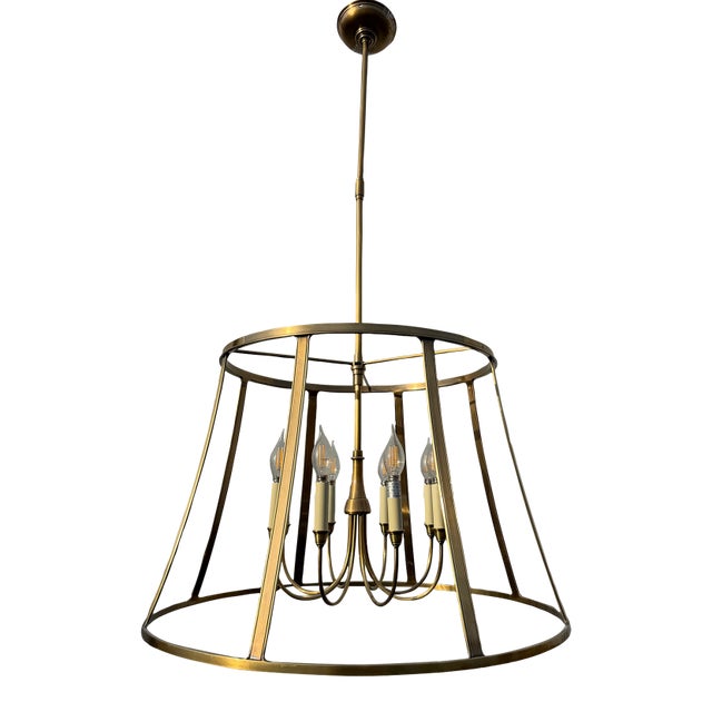 Thomas O’Brien for Visual Comfort Open-Frame Antique Brass 8-Light Chandelier For Sale