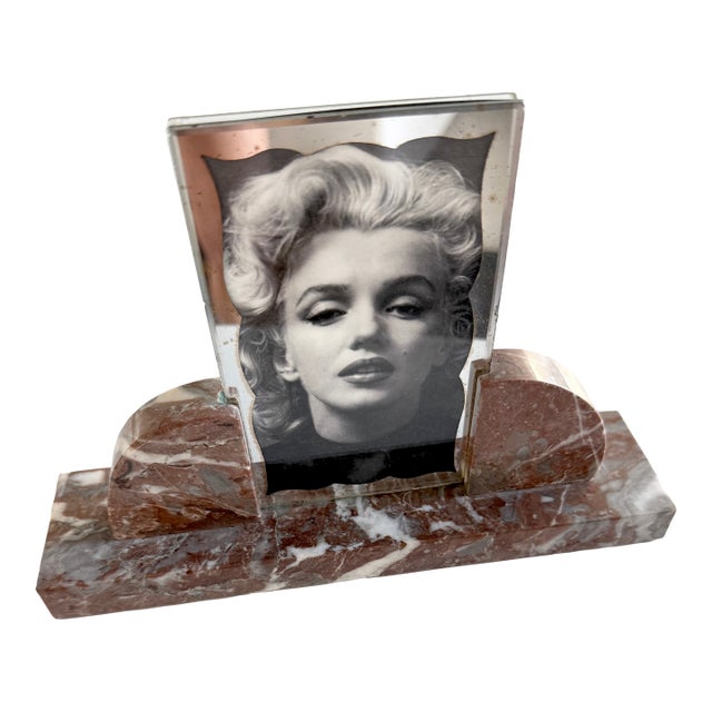 Early 20th Century French Art Deco Marble & Glass Table Top Picture Frame For Sale