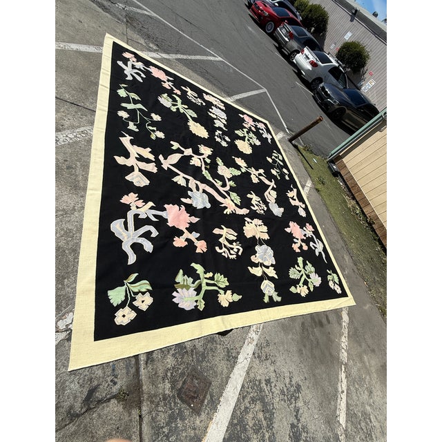 Traditional 11ft 8in × 13ft 11in Strack Romania Botanical Kilim Area Rug, Circa 1990 For Sale - Image 3 of 12