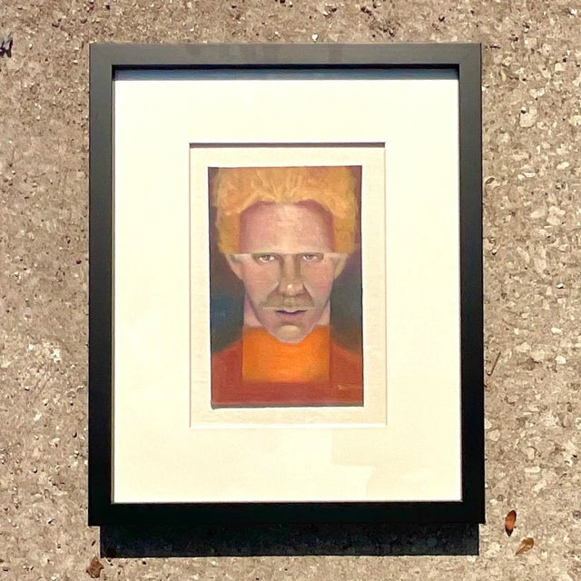 Boho Chic Vintage Boho Signed Original Oil Portrait on Board For Sale - Image 3 of 6